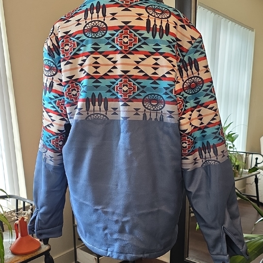 Men's Blue Patterned Jacket - Picture 2 of 4